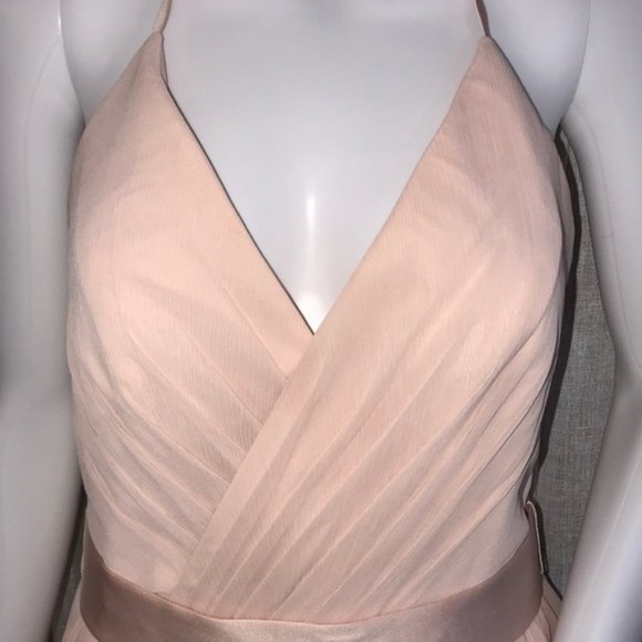 VERA WANG Blush Chiffon A-Line Dress - Picture 2 of 9